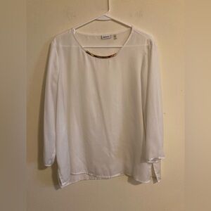 DKNYC White Blouse with Gold Accent
